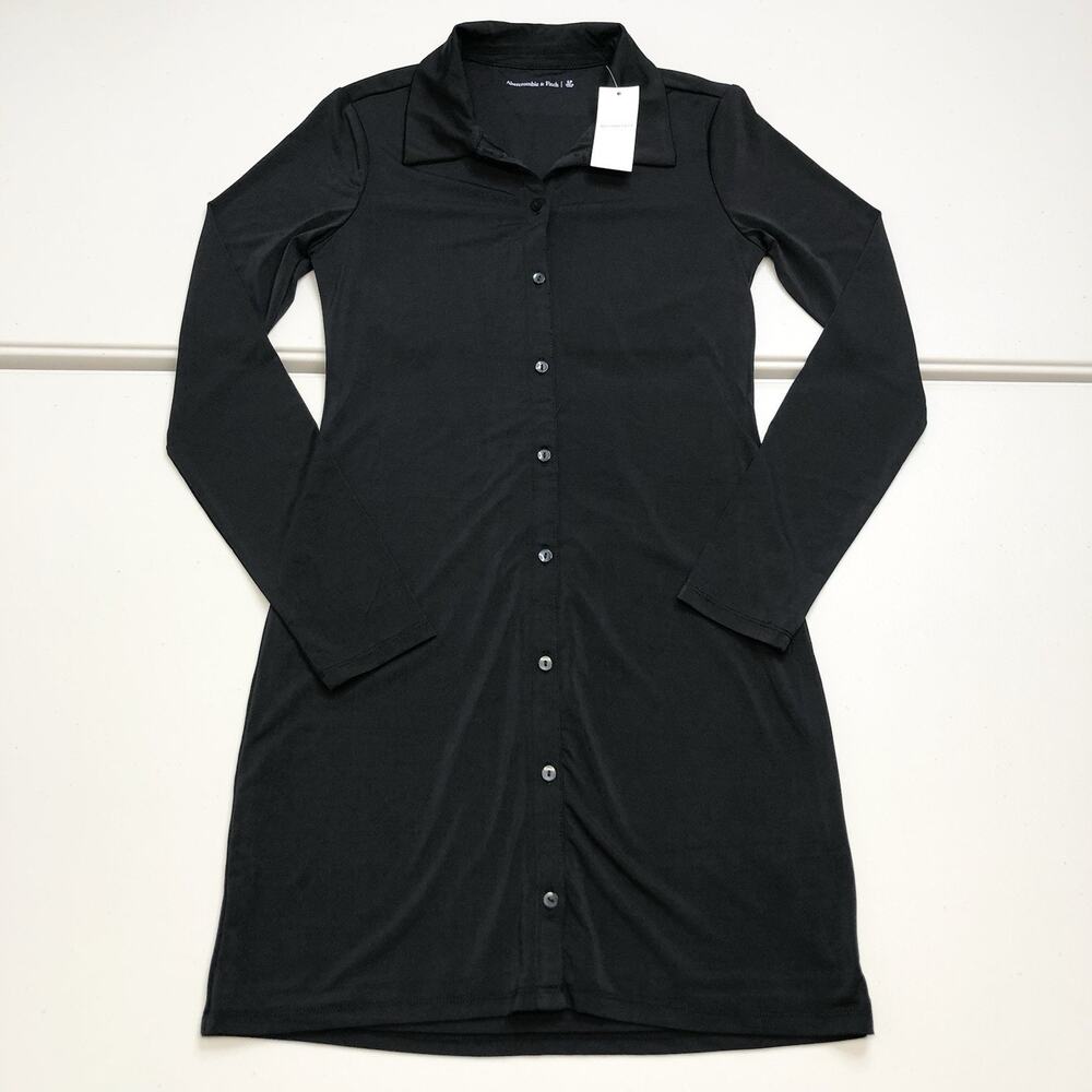 Abercrombie & Fitch Black Long Sleeve Sheath Dress